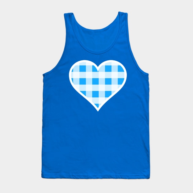 Bright Blue and White Buffalo Plaid Heart Tank Top by bumblefuzzies